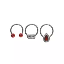 Multi-Pack Red Razor Septum Rings 3 Pack - 16 Gauge at Spencer's