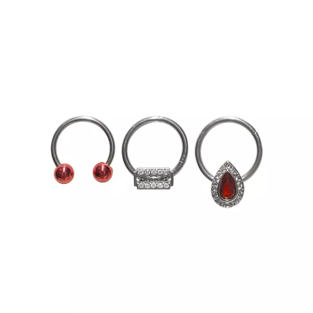 Multi-Pack Red Razor Septum Rings 3 Pack - 16 Gauge at Spencer's