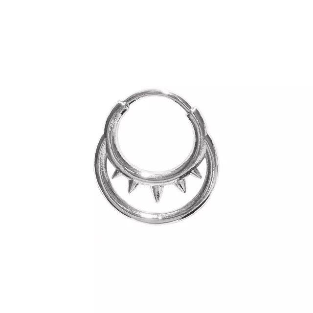 Spike Double Hoop Hinged Septum Ring - 16 Gauge at Spencer's