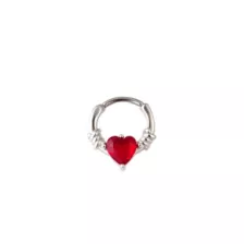 Red CZ Heart Barbed Wire Hinged Septum Ring - 16 Gauge at Spencer's