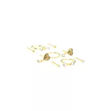 Multi-Pack Gold-Toned Antique Heart Nose Pins and Hoops 9 Pack - 20 Gauge at Spencer's