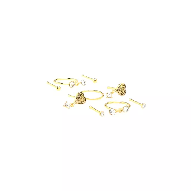 Multi-Pack Gold-Toned Antique Heart Nose Pins and Hoops 9 Pack - 20 Gauge at Spencer's