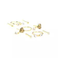 Multi-Pack Gold-Toned Antique Heart Nose Pins and Hoops 9 Pack - 20 Gauge at Spencer's