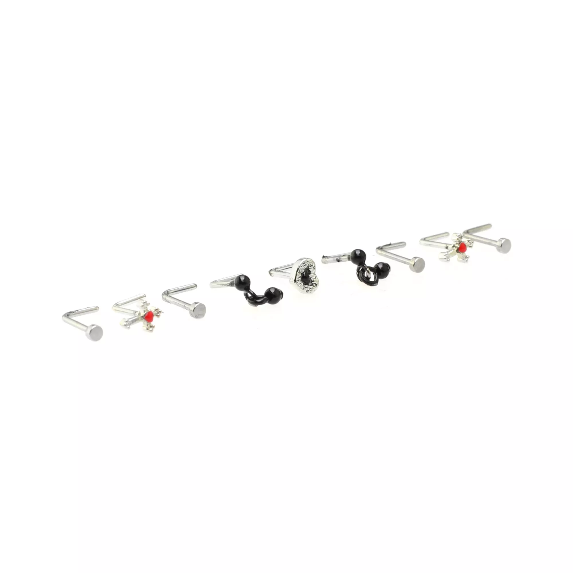 Multi-Pack Cross and Heart L-Bend Nose Rings 9 Pack - 20 Gauge at Spencer's