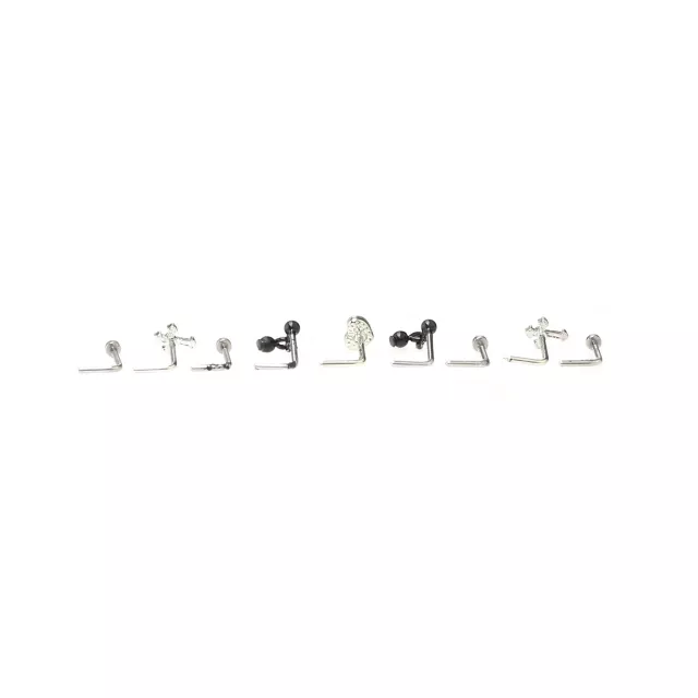 Multi-Pack Cross and Heart L-Bend Nose Rings 9 Pack - 20 Gauge at Spencer's