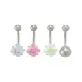 Multi-Pack Pink CZ Aurora Borealis-Effect Square Titanium Belly Rings 4 Pack - 14 Gauge at Spencer's