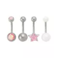 Multi-Pack Pink CZ Opal-Effect Star Titanium Belly Rings 4 Pack - 14 Gauge at Spencer's