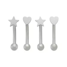 Multi-Pack Star and Heart Titanium Curved Barbells 4 Pack - 16 Gauge at Spencer's