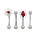 Multi-Pack Red CZ Spider Titanium Curved Barbells 4 Pack - 16 Gauge at Spencer's