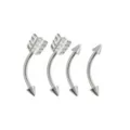 Multi-Pack Arrow and Spike Silver-Tone Titanium Curved Barbells 4 Pack - 16 Gauge at Spencer's