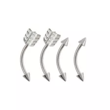 Multi-Pack Arrow and Spike Silver-Tone Titanium Curved Barbells 4 Pack - 16 Gauge at Spencer's