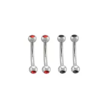 Multi-Pack CZ Black and Red Curved Barbells 4 Pack - 16 Gauge at Spencer's