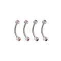 Multi-Pack CZ Black and Red Curved Barbells 4 Pack - 16 Gauge at Spencer's