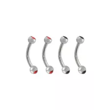 Multi-Pack CZ Black and Red Curved Barbells 4 Pack - 16 Gauge at Spencer's