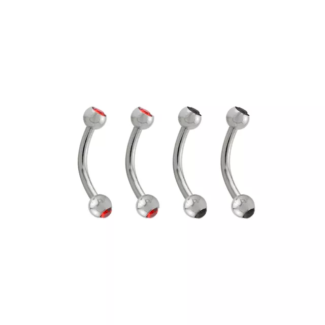 Multi-Pack CZ Black and Red Curved Barbells 4 Pack - 16 Gauge at Spencer's