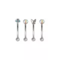 Multi-Pack Iridescent CZ Fairycore Silver-Tone Curved Barbells 4 Pack - 16 Gauge at Spencer's