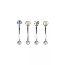 Multi-Pack Iridescent CZ Fairycore Silver-Tone Curved Barbells 4 Pack - 16 Gauge at Spencer's