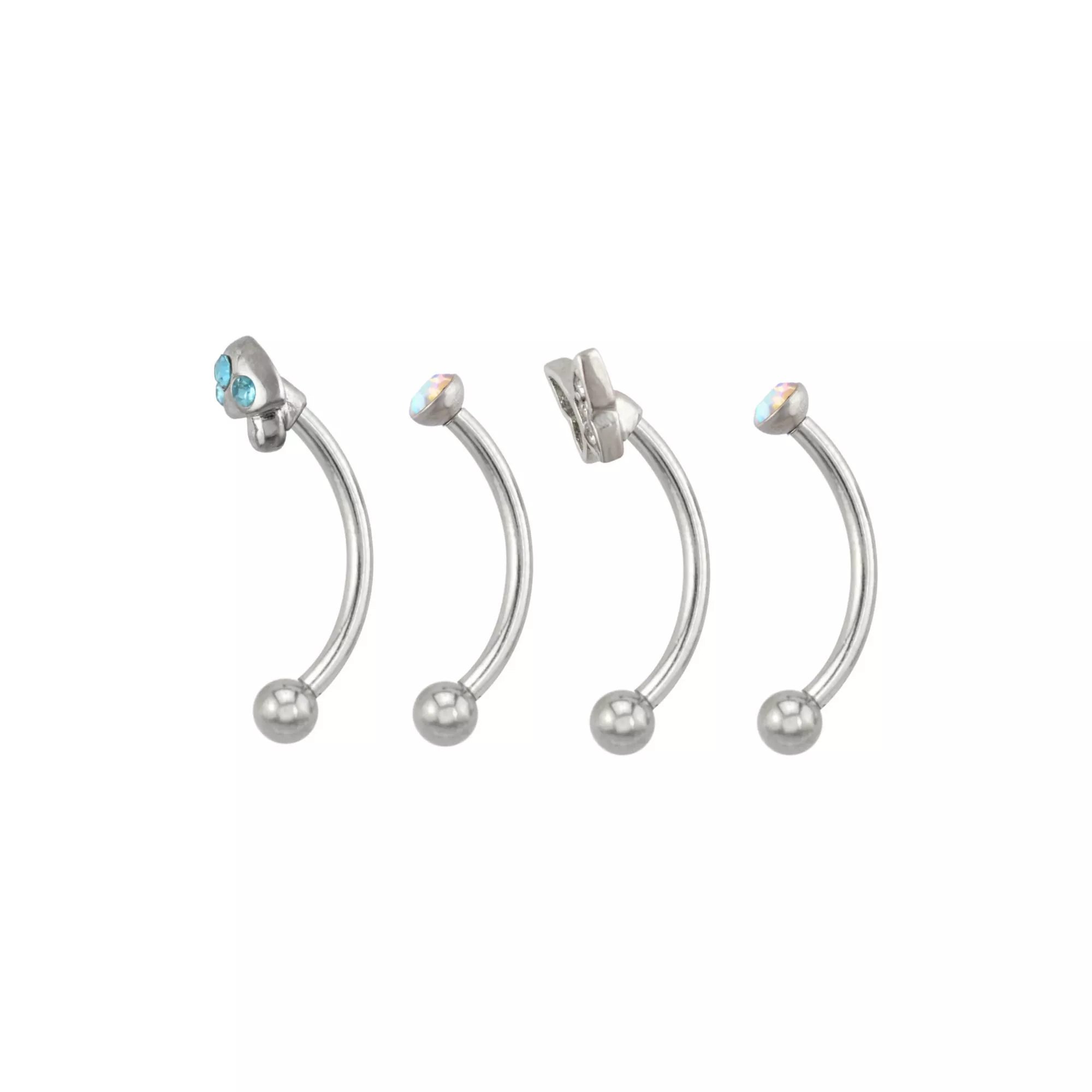 Multi-Pack Iridescent CZ Fairycore Silver-Tone Curved Barbells 4 Pack - 16 Gauge at Spencer's
