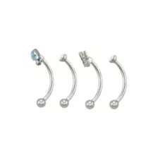 Multi-Pack Iridescent CZ Fairycore Silver-Tone Curved Barbells 4 Pack - 16 Gauge at Spencer's