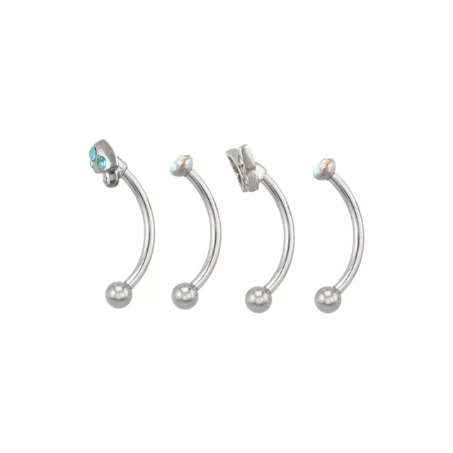 Multi-Pack Iridescent CZ Fairycore Silver-Tone Curved Barbells 4 Pack - 16 Gauge at Spencer's