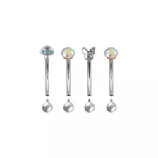 Multi-Pack Iridescent CZ Fairycore Silver-Tone Curved Barbells 4 Pack - 16 Gauge at Spencer's