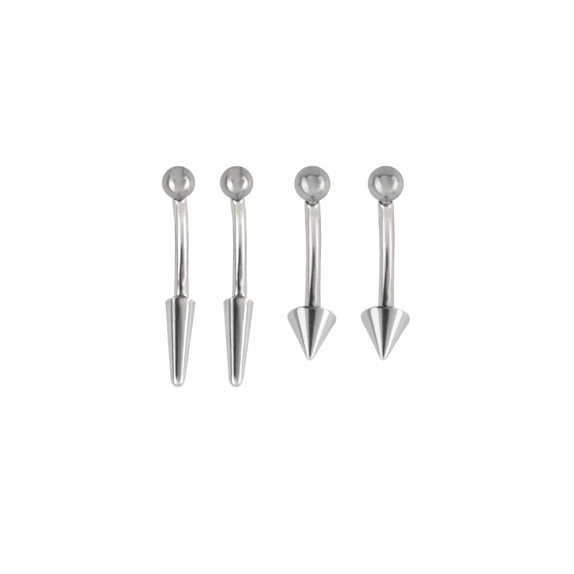 Multi-Pack Silvertone Cone Curved Barbells 4 Pack - 16 Gauge