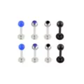 Multi-Pack Black and Blue CZ Labret Lip Rings 8 Pack - 16 Gauge at Spencer's