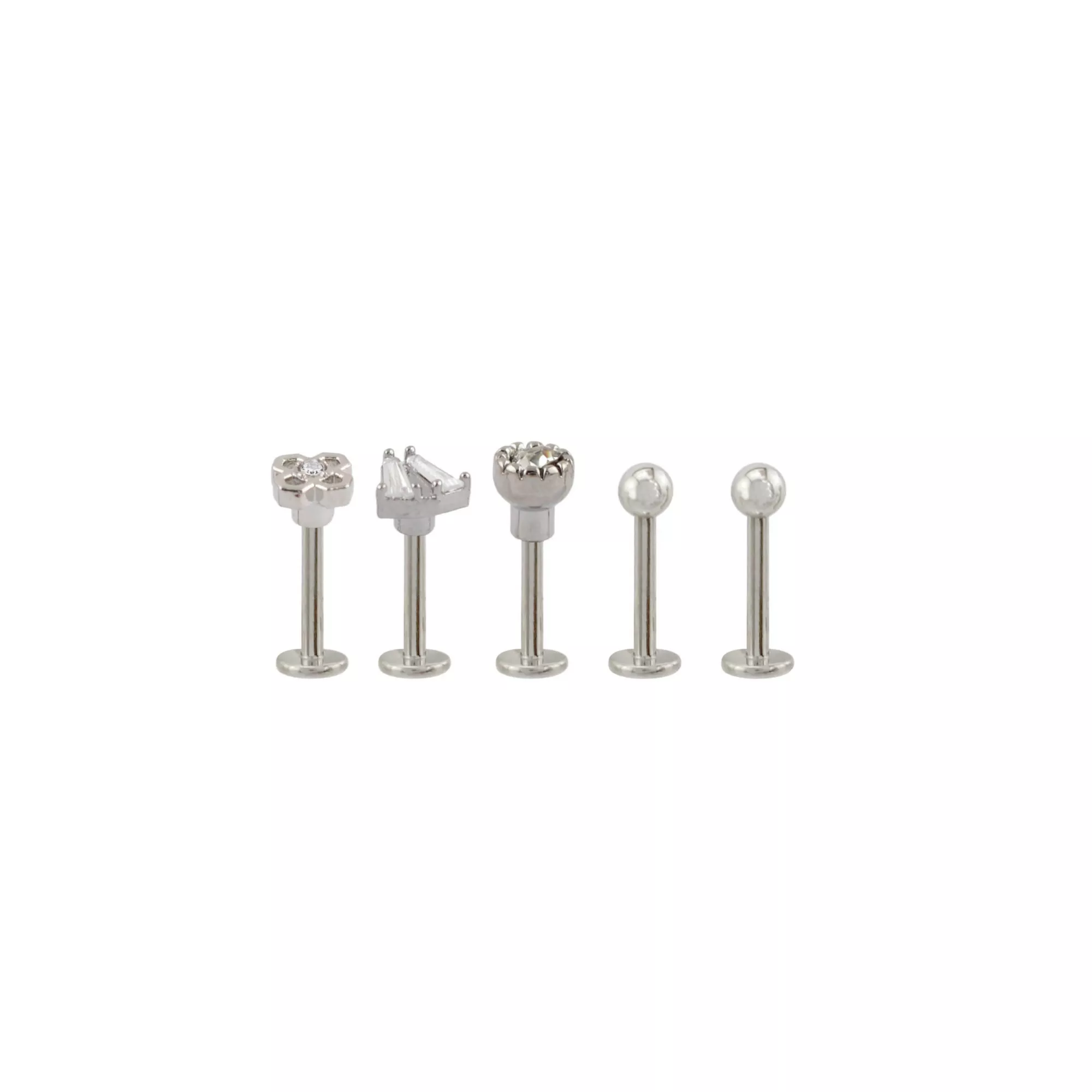 Multi-Pack CZ Honey Comb Titanium Labret Lip Rings 5 Pack - 16 Gauge at Spencer's