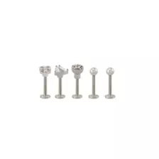Multi-Pack CZ Honey Comb Titanium Labret Lip Rings 5 Pack - 16 Gauge at Spencer's