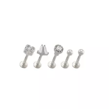 Multi-Pack CZ Honey Comb Titanium Labret Lip Rings 5 Pack - 16 Gauge at Spencer's