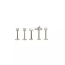 Multi-Pack CZ Flower Opal-Effect Labret Lip Rings 5 Pack - 16 Gauge at Spencer's