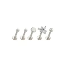 Multi-Pack CZ Flower Opal-Effect Labret Lip Rings 5 Pack - 16 Gauge at Spencer's