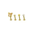 Multi-Pack Clear CZ Butterfly Gold-Tone Titanium Labret Lip Rings 4 Pack - 16 Gauge at Spencer's