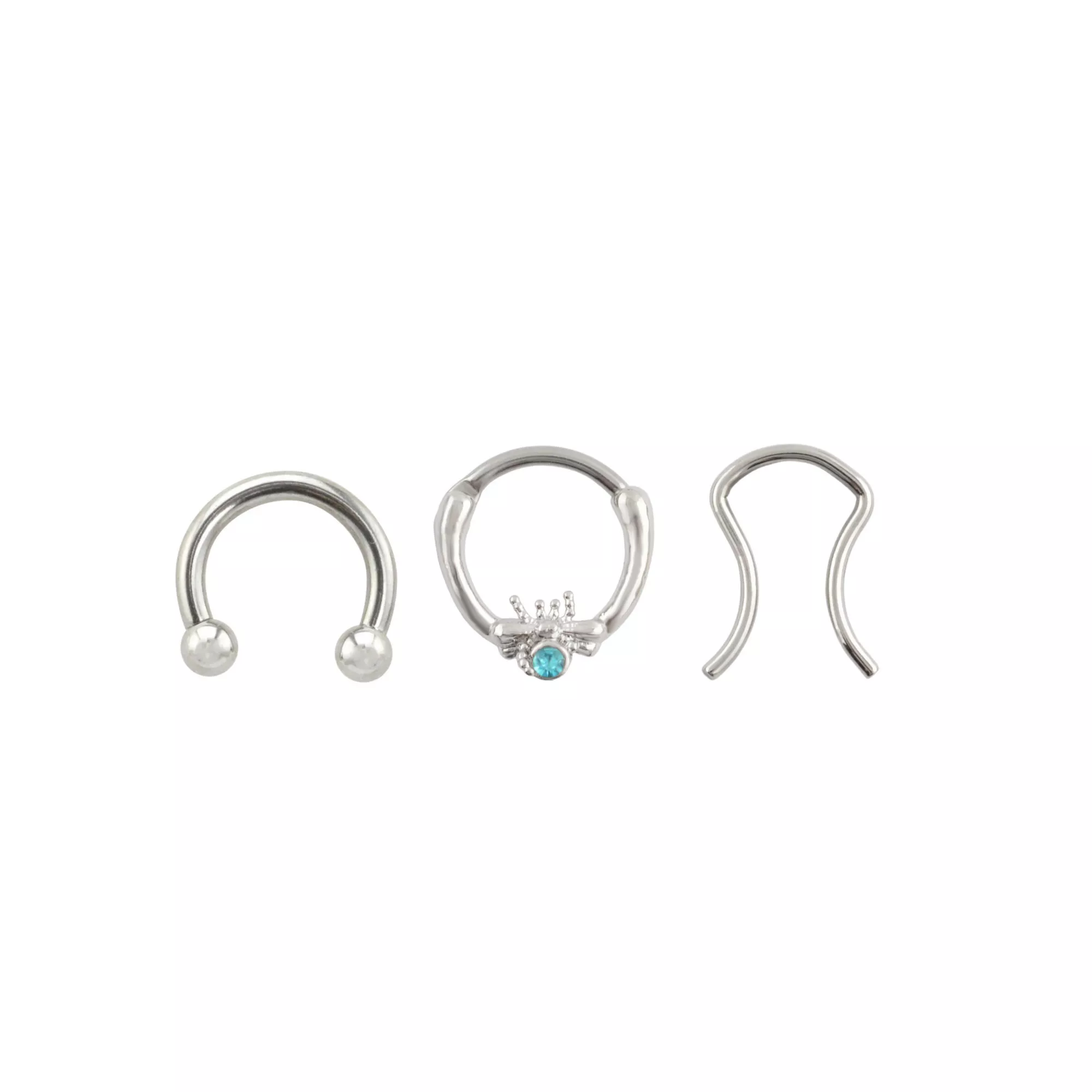 Multi-Pack CZ Blue Gem Horseshoe and Retainer 3 Pack - 16 Gauge at Spencer's