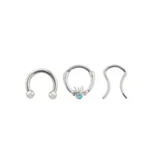 Multi-Pack CZ Blue Gem Horseshoe and Retainer 3 Pack - 16 Gauge at Spencer's