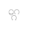 Multi-Pack CZ Bat Titanium Hinged Hoop and Horseshoe Rings 3 Pack - 16 Gauge at Spencer's