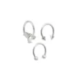 Multi-Pack CZ Bat Titanium Hinged Hoop and Horseshoe Rings 3 Pack - 16 Gauge at Spencer's