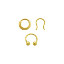 Multi-Pack CZ Gold Plated Chain Hinge Retainer Horseshoe Septum Rings 3 Pack - 16 Gauge at Spencer's
