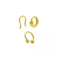 Multi-Pack CZ Gold Plated Chain Hinge Retainer Horseshoe Septum Rings 3 Pack - 16 Gauge at Spencer's