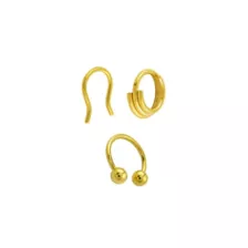 Multi-Pack CZ Gold Plated Chain Hinge Retainer Horseshoe Septum Rings 3 Pack - 16 Gauge at Spencer's