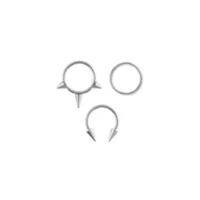 Multi-Pack Spiked Titanium Hinged Hoop and Horseshoe Rings 3 Pack - 16 Gauge at Spencer's