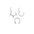 Multi-Pack Spiked Titanium Hinged Hoop and Horseshoe Rings 3 Pack - 16 Gauge at Spencer's