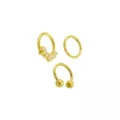 Multi-Pack CZ Gold Plated Hinged Horseshoe Septum Rings 3 Pack - 16 Gauge at Spencer's