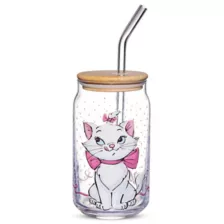 Marie Glass Cup with Straw 16 oz. - Aristocats at Spencer's
