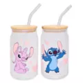 Stitch and Angel Glass Cup with Straw Set 16 oz. - Lilo & Stitch at Spencer's