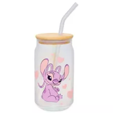 Stitch and Angel Glass Cup with Straw Set 16 oz. - Lilo & Stitch at Spencer's