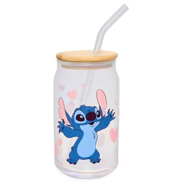 Stitch and Angel Glass Cup with Straw Set 16 oz. - Lilo & Stitch at Spencer's