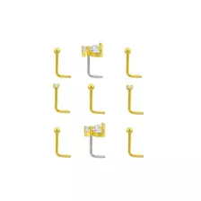 Multi-Pack CZ Butterfly and Flower L-Bend Studs 9 Pack - 20 Gauge at Spencer's