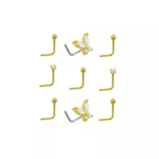 Multi-Pack CZ Butterfly and Flower L-Bend Studs 9 Pack - 20 Gauge at Spencer's