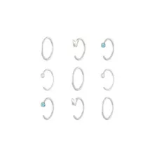 Multi-Pack Blue CZ Butterfly Titanium Hoop Nose Rings 9 Pack - 20 Gauge at Spencer's